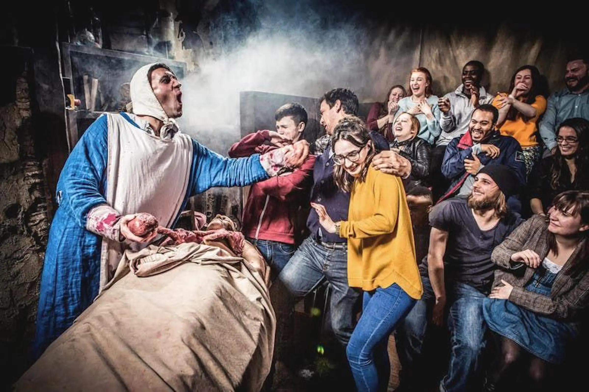 Theatrical actors performing inside The Edinburgh Dungeon