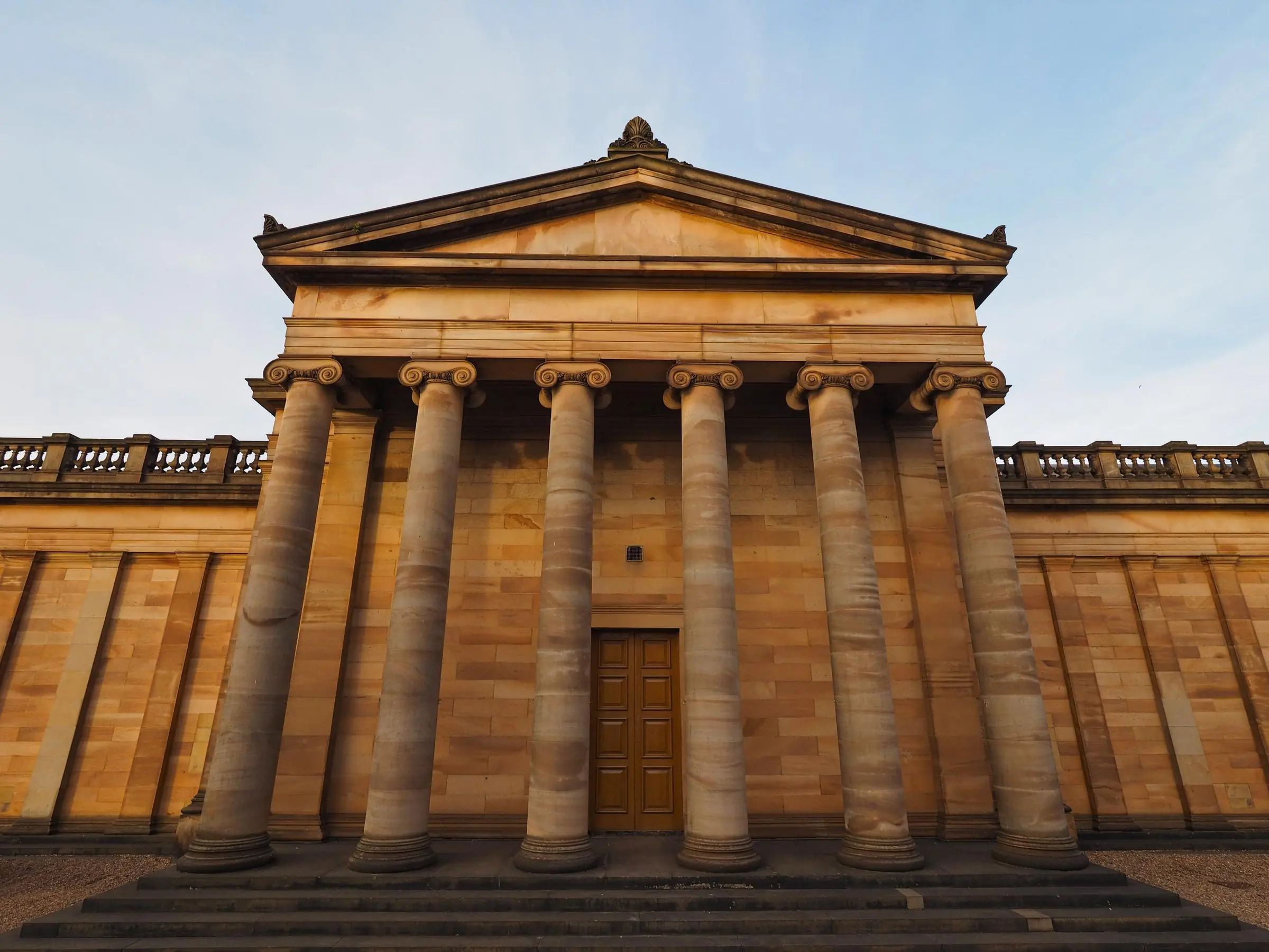 The neoclassical facade of the Scottish National Gallery on The Mound in Edinburgh