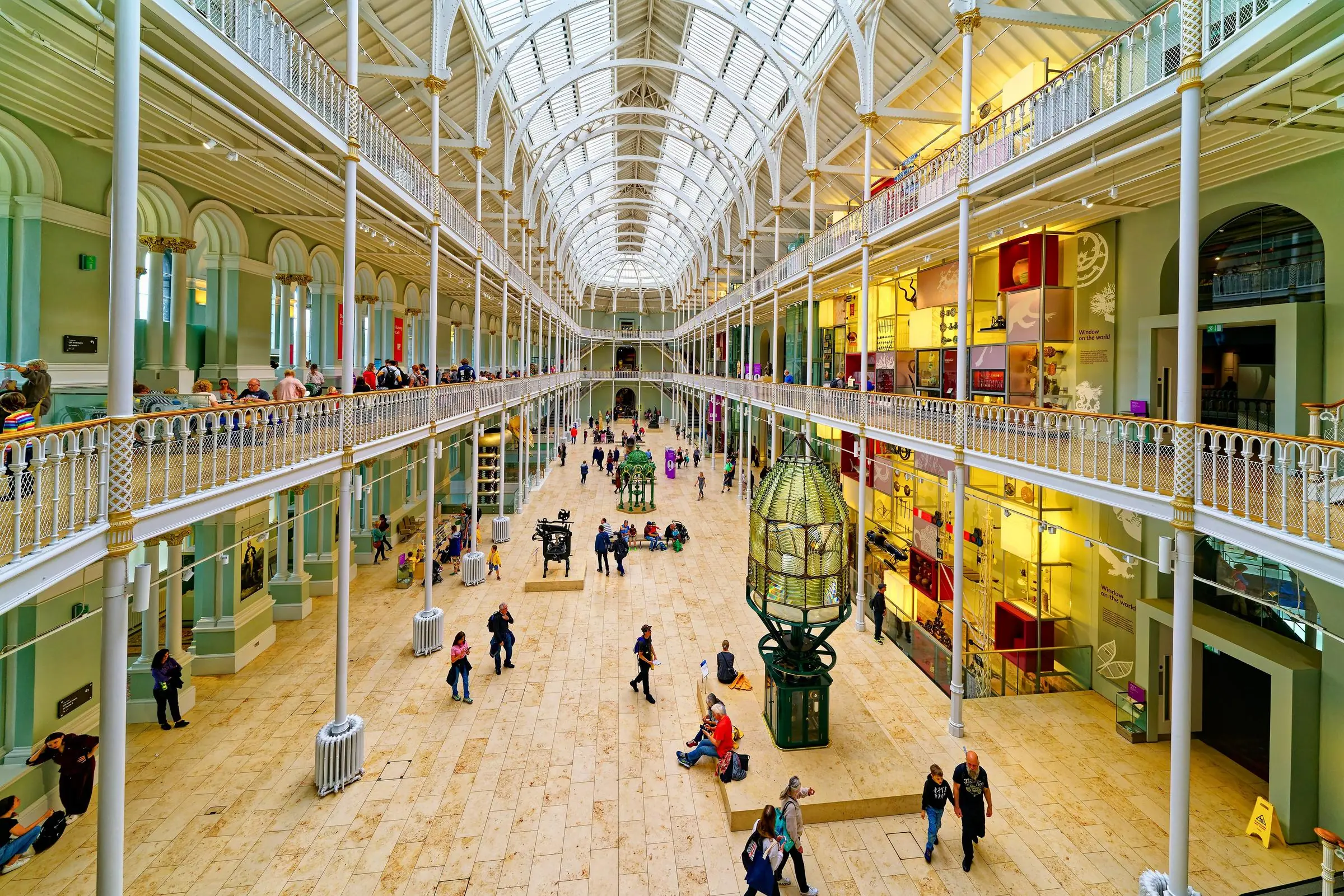 The Victorian architecture of the Grand Gallery provides a striking contrast to the modern Scottish History wing.