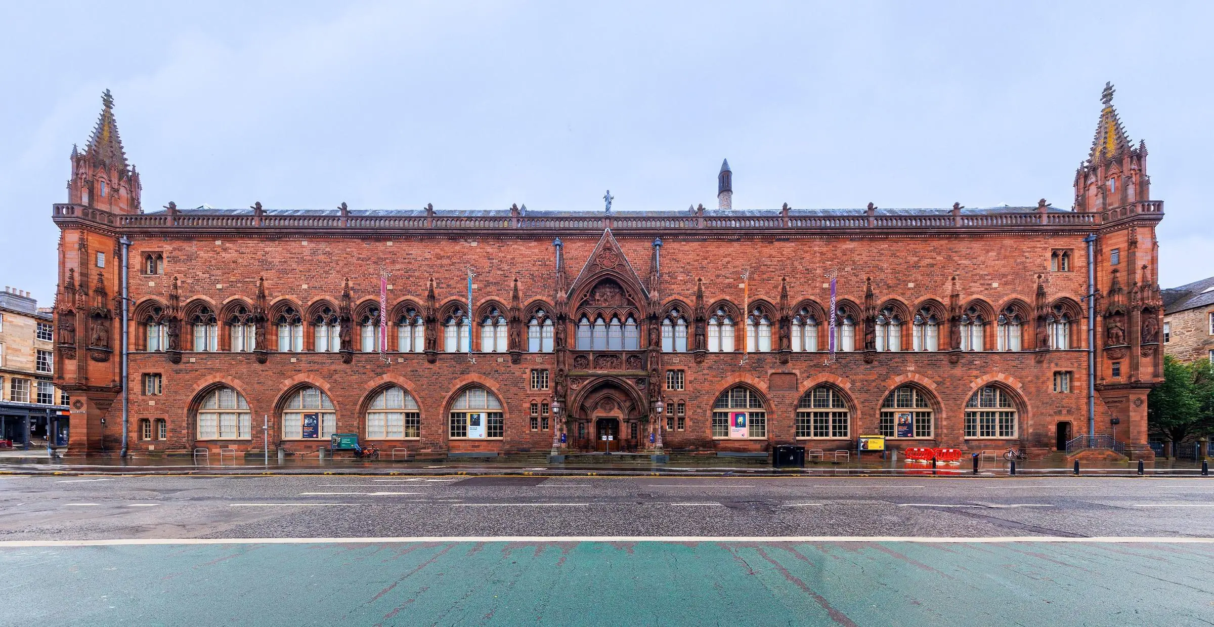 The red sandstone exterior of the Scottish National Portrait Gallery on Queen Street